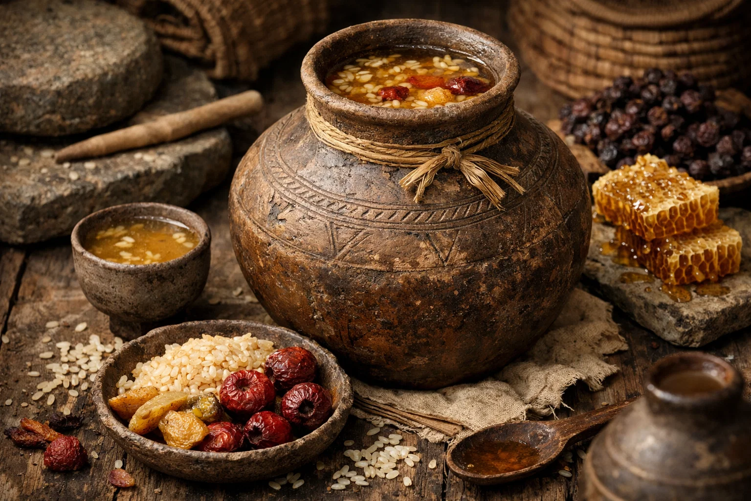 🏺 JIAHU(贾湖酒)– prehistoryczny napój fermentowany w iGulu Ryżowo–miodowo–owocowy ferment stołowy inspirowany Chinami neolitycznymi (7000–6600 p.n.e.)