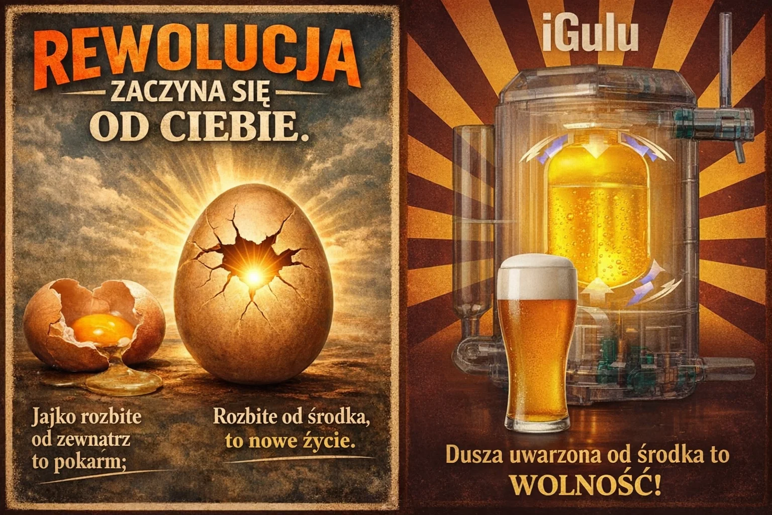 iGulu — wolność w smaku. Twoje zainteresowania, Twoje zasady. Czy zewnętrzna presja codziennej rutyny nie daje Ci już w kość? 🍳➡️🐣 „Jajko rozbite z zewnątrz jest jedzeniem. Rozbite od środka — staje się nowym życiem.”